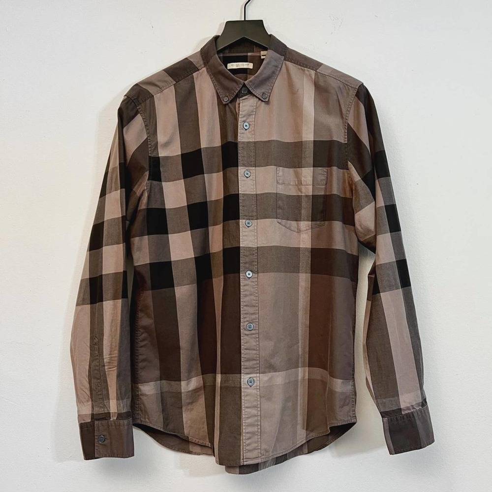 Burberry large check button down shirt